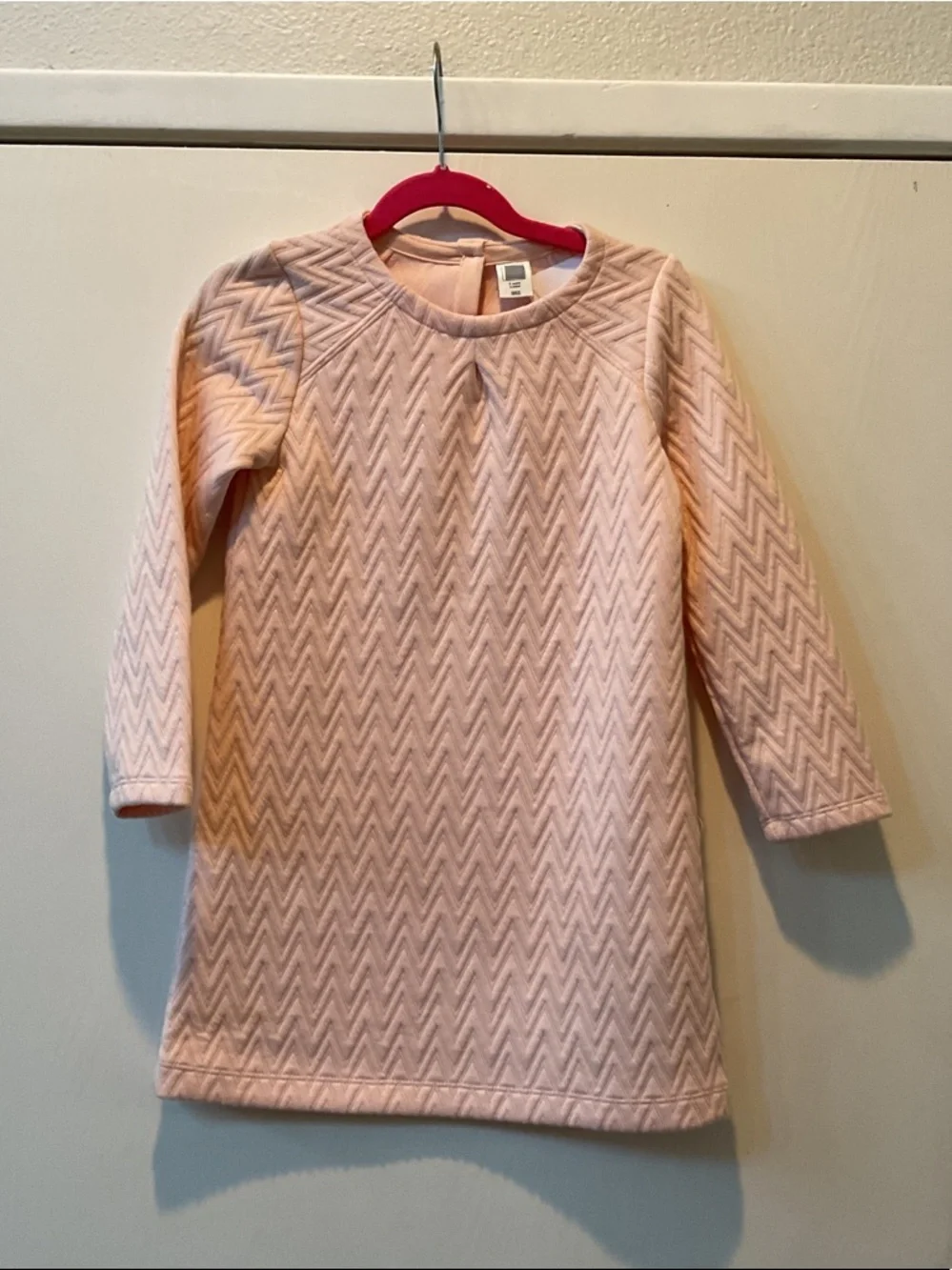 GAP Pink Chevron Quilted Long-Sleeve Kids Dress